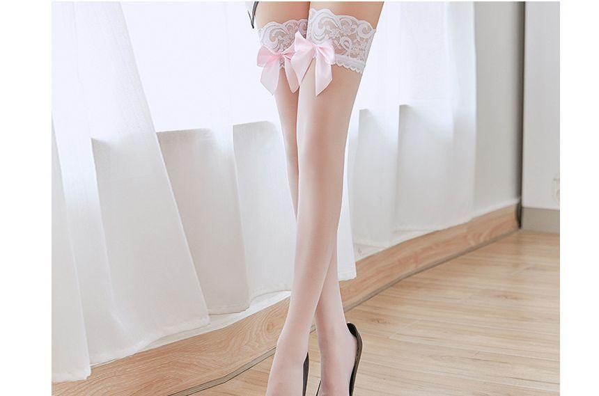 Bow Lace Trim Stocking Product Image