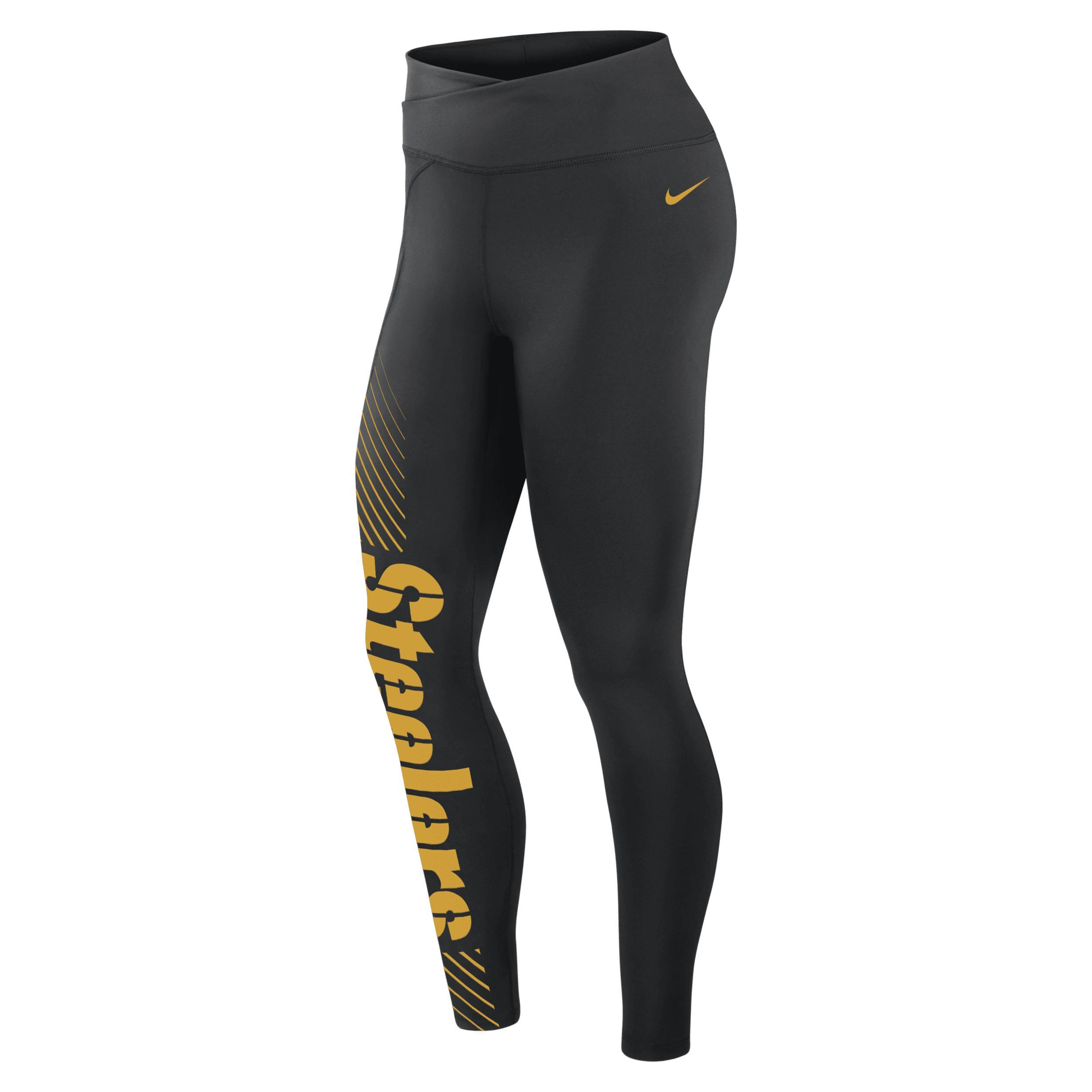 Women's Nike Black Dallas Cowboys Yard Line Crossover Leggings, Size: XS Product Image