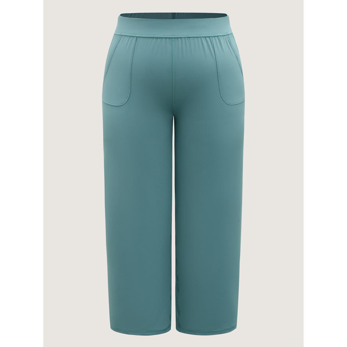 Plus Size Stretchy Pull-On Straight-Leg Pants Women Cerulean Casual Straight Leg Mid Rise Everyday-Casual Pants BloomChic 22-24/3X Product Image