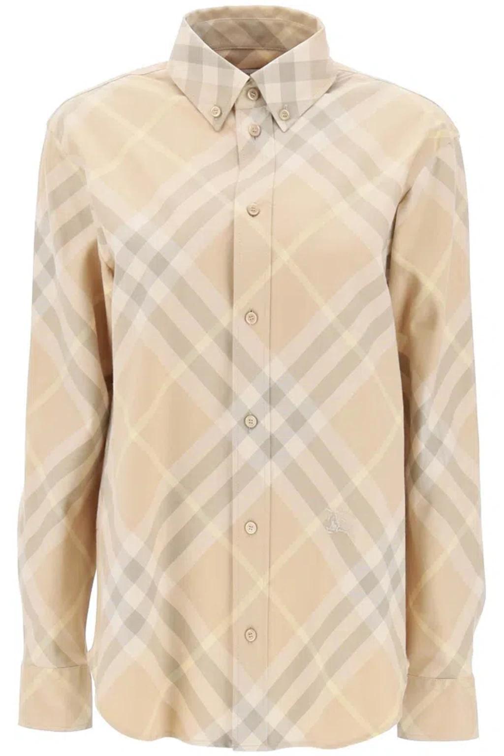BURBERRY Button Down Shirt With Check Pattern In Flax Ip Check Product Image