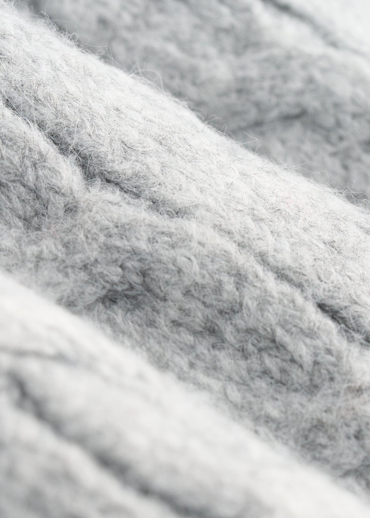 Johnny Collar Cable Knit Sweater for Tall Women in Grey Mix Product Image