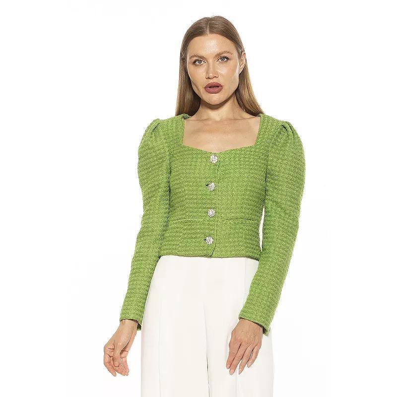 Women's ALEXIA ADMOR Rowan Long Puff Sleeve Sweetheart Jacket, Size: 8, Black Pink Product Image