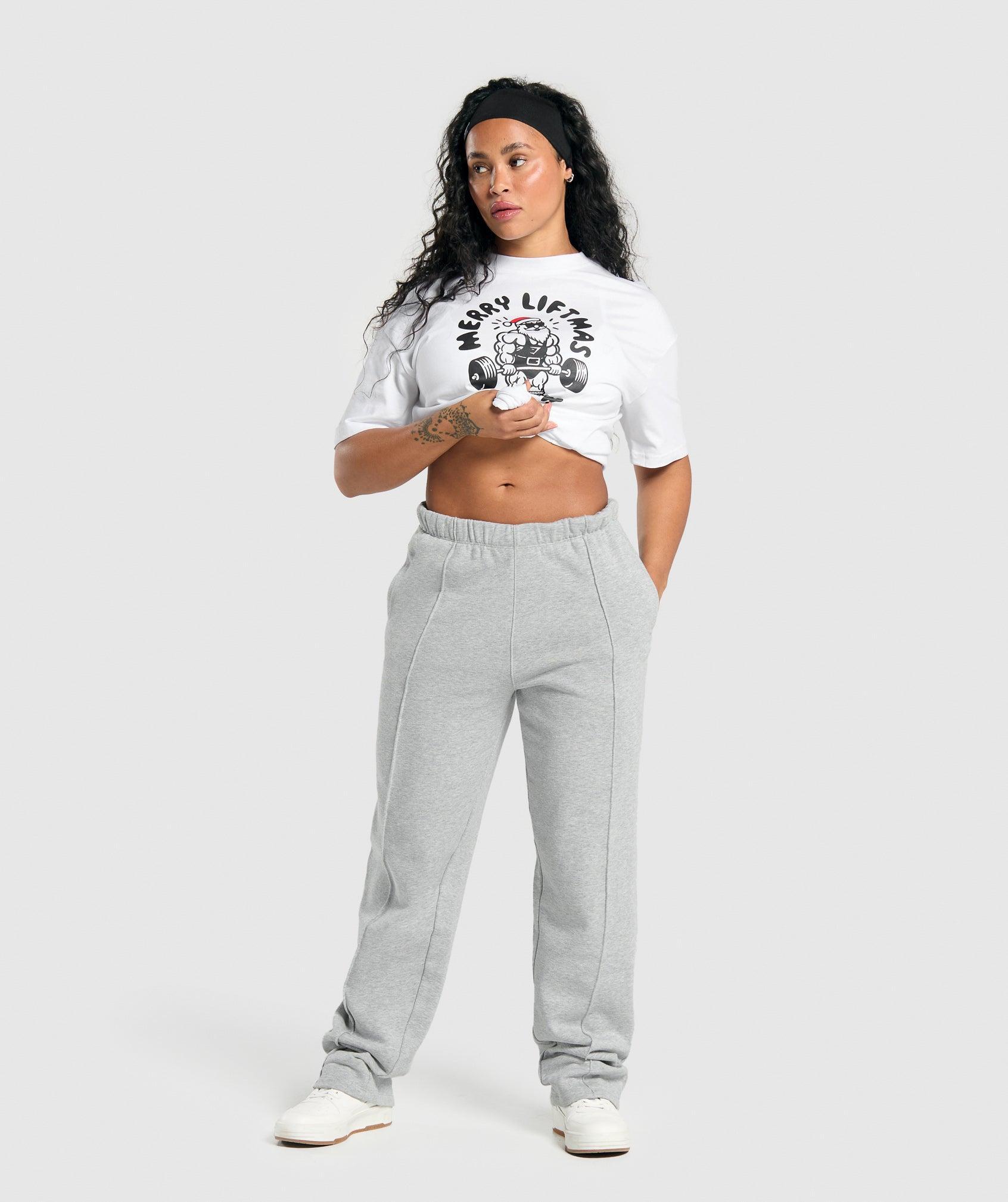 Gymshark Merry Liftmas Oversized T-Shirt - White Female Product Image