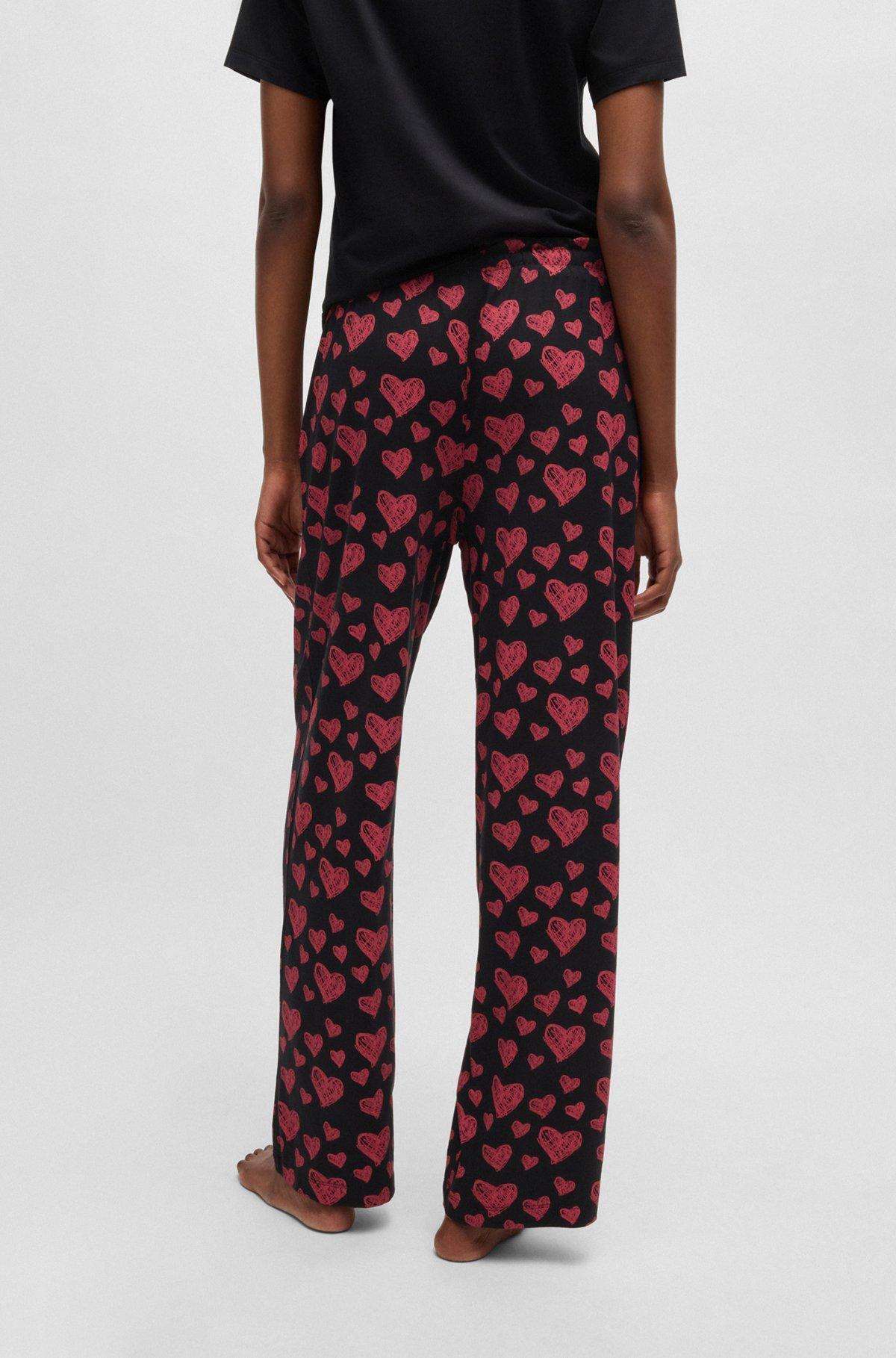 Modal-blend jersey pajama bottoms with repeat heart print Product Image