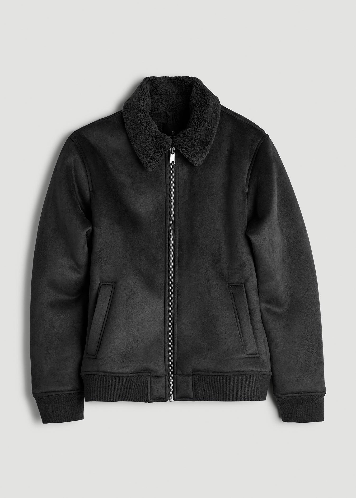 Sherpa Bomber Jacket for Tall Men in Black Product Image