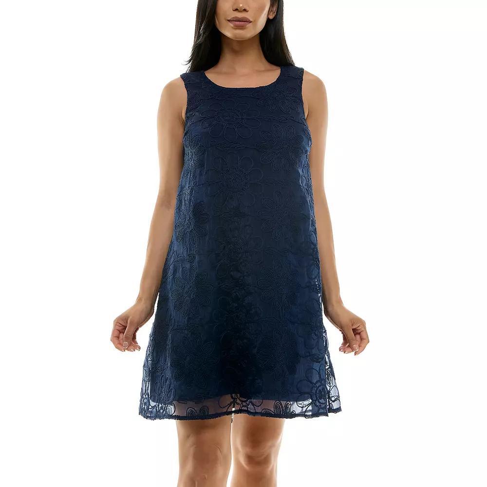 Women's Nina Leonard Floral Embroidered Sleeveless Float Dress, Size: XL, Ivory Product Image