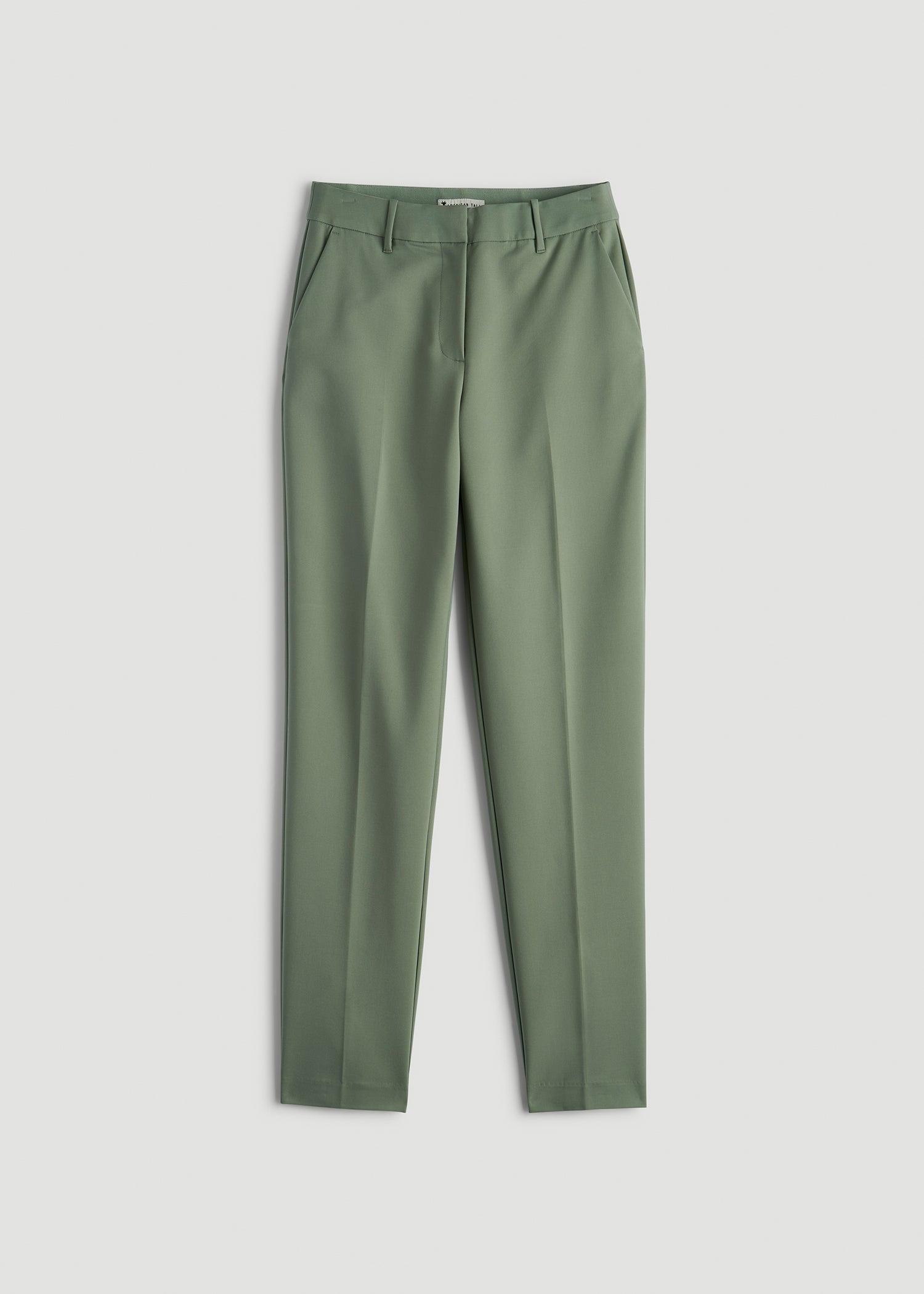 Flat Front Tapered Dress Pants for Tall Women in Dark Seagrass Female Product Image