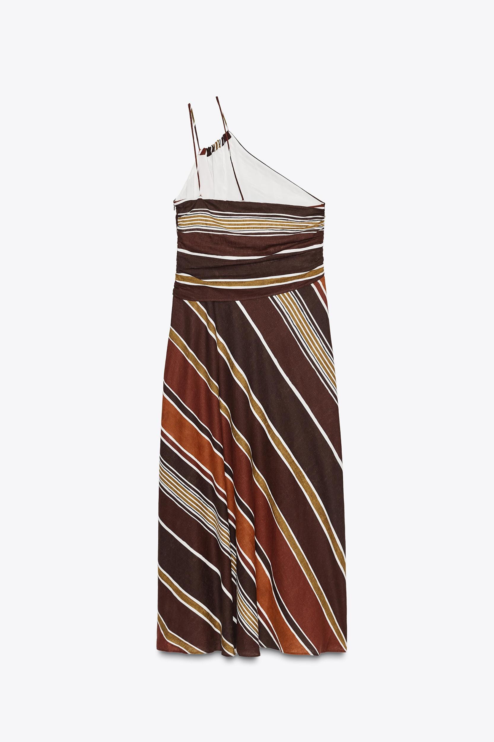 STRIPED ASYMMETRIC MIDI DRESS Product Image