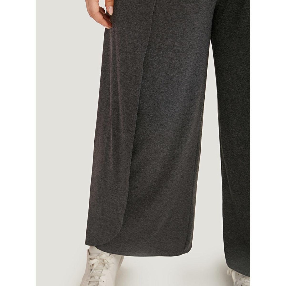 Plus Size Wideband Waist Tiered Wide Leg Pants Women DimGray Casual Wide Leg High Rise Dailywear Pants BloomChic 26/4X Product Image