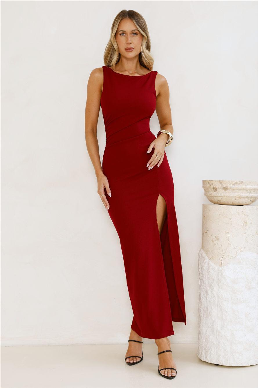 Starlit Grace Maxi Dress Burgundy Product Image
