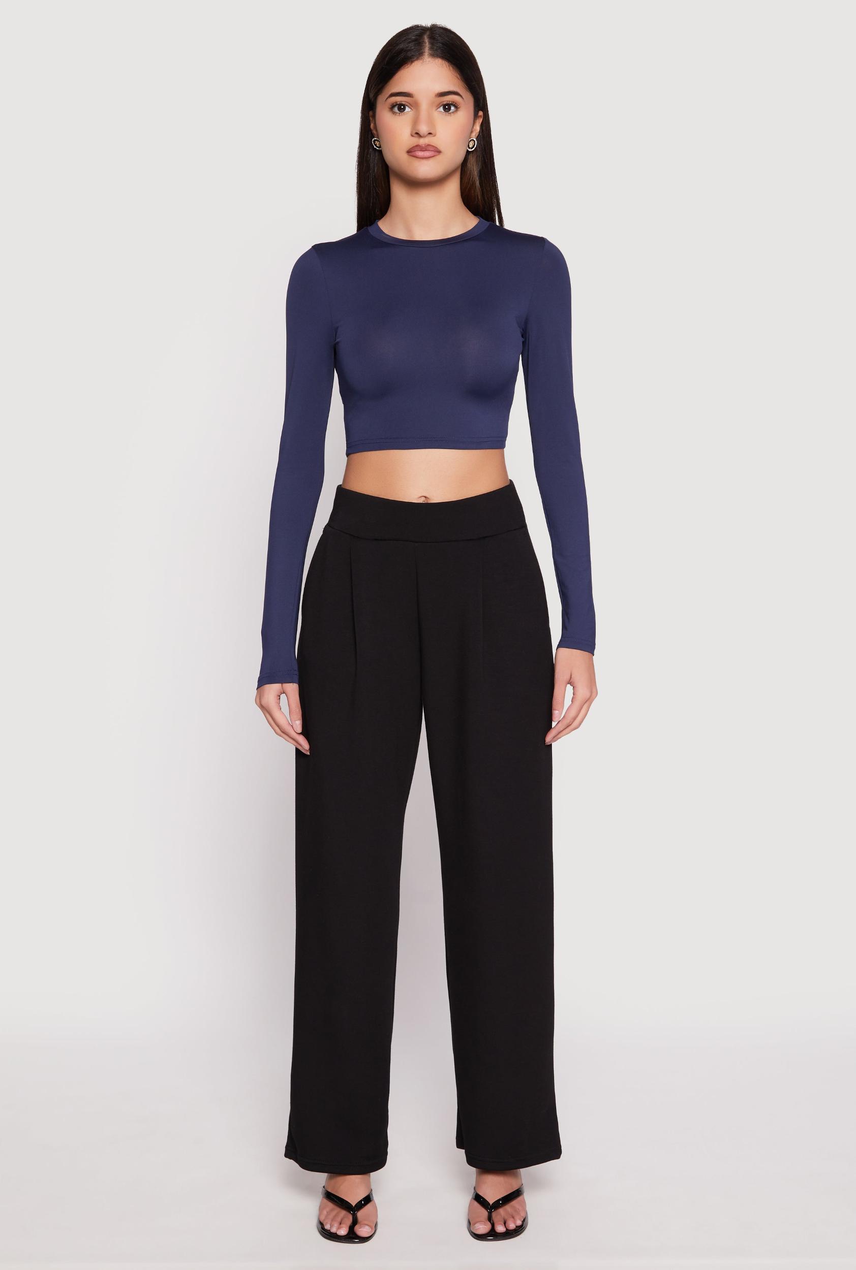 Womens Daisy Long Sleeve High Neck Crop Top Product Image