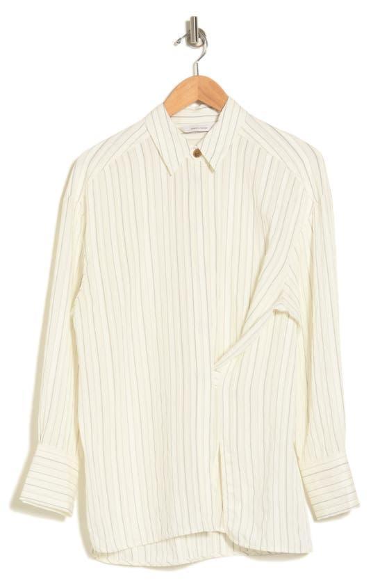 REBECCA TAYLOR Rumpled Stripe Shirt In White Product Image