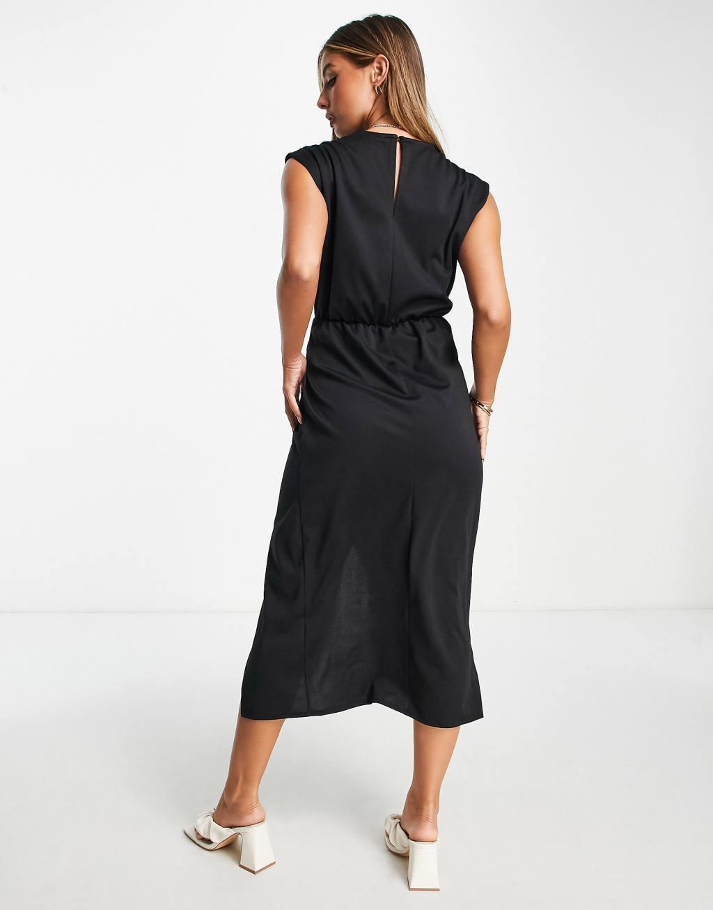 ASOS DESIGN ponte sleeveless tuck detail midi dress Product Image