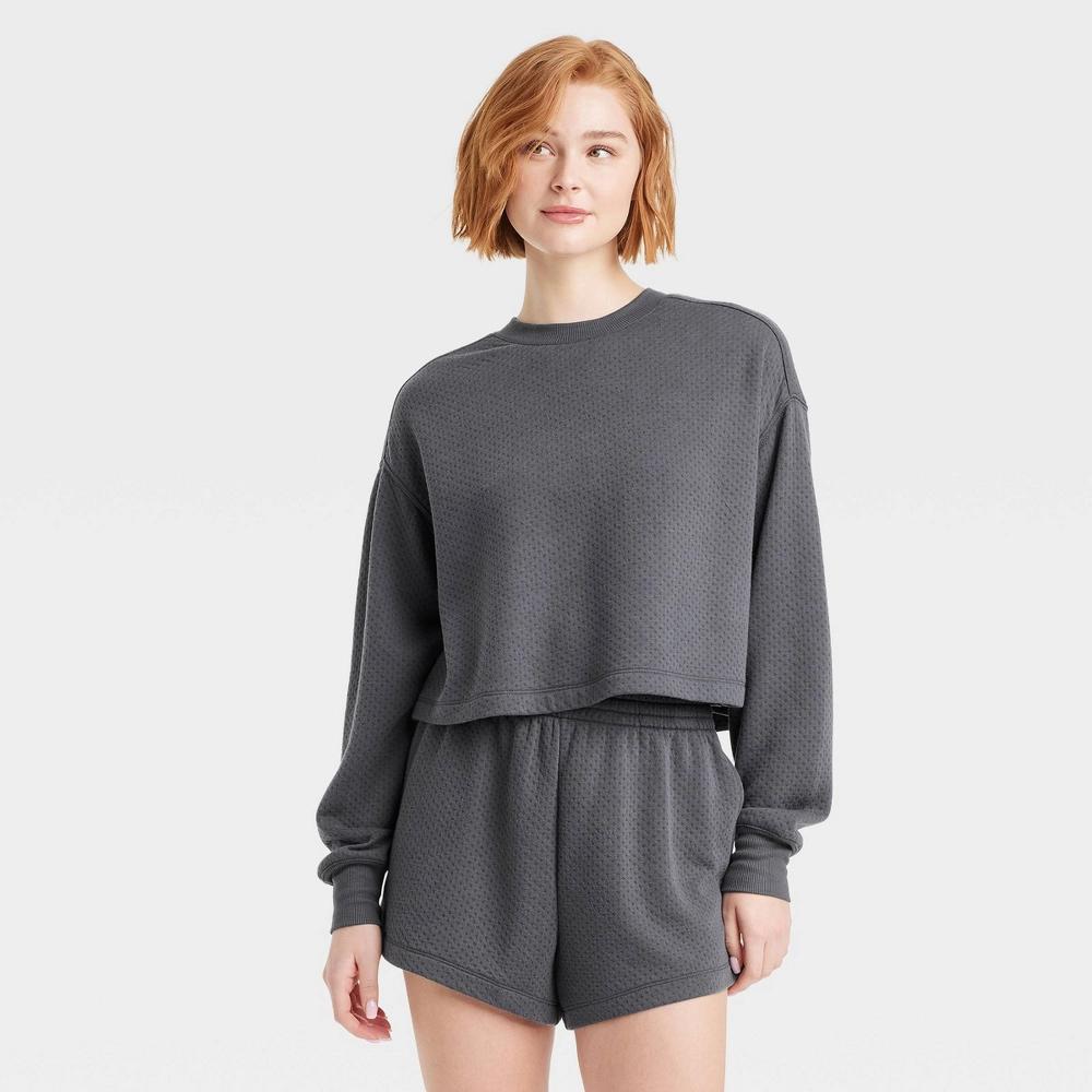 Women's Pointelle Lounge Sweatshirt - Colsie™ XL: Heavyweight Jacquard Knit, Crew Neck Pullover Product Image