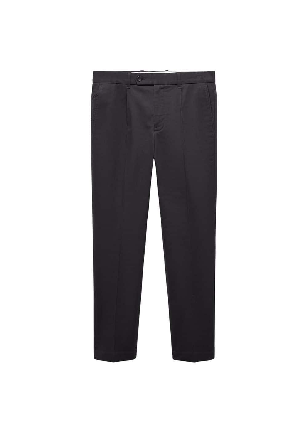 Mango Mens Slim-Fit Cotton Pleated Pants Product Image