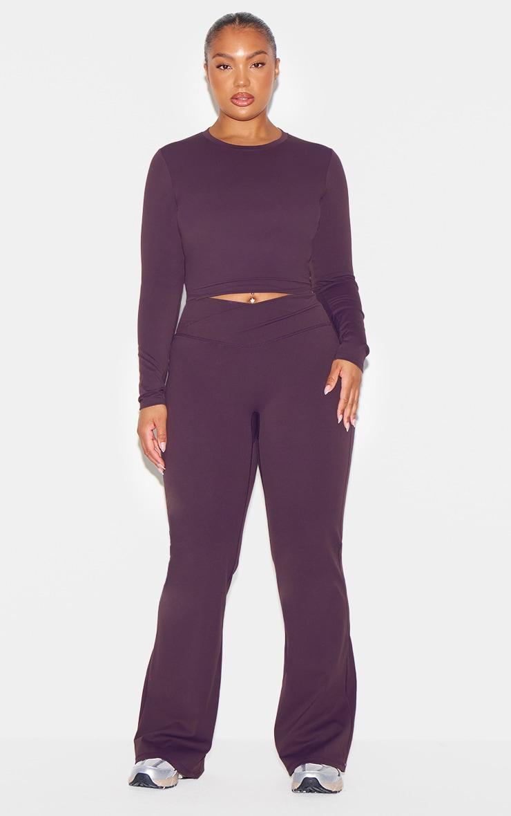 Dark Plum Sculpt Wrap Waist Yoga Pants Product Image