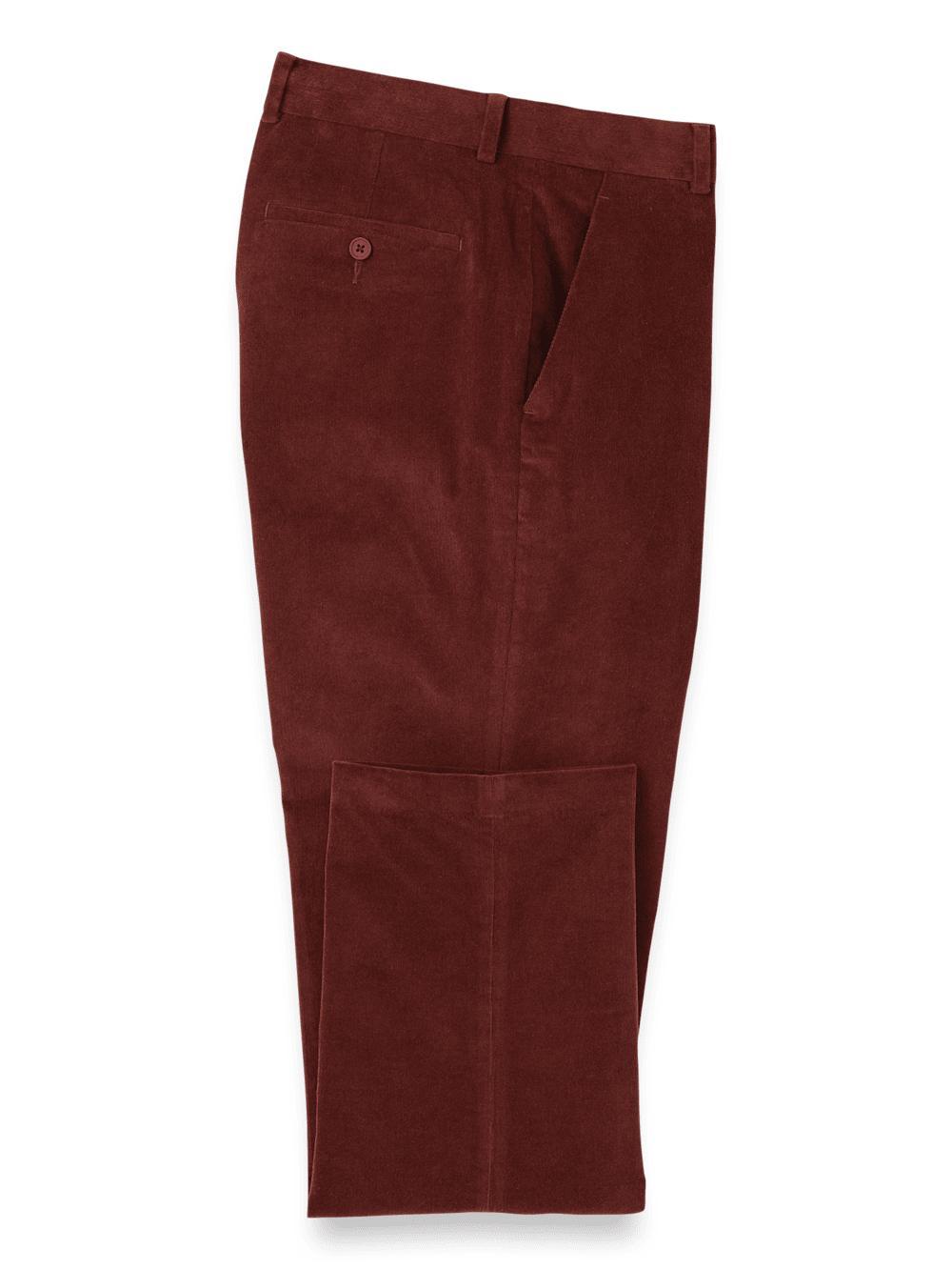 Cotton Stretch Corduroy Pants - Burgundy Product Image