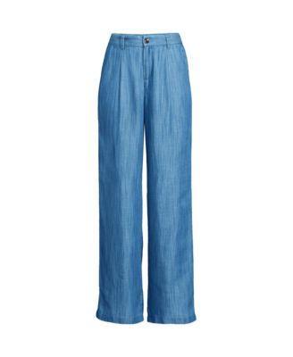 Lands End Womens High Rise Tencel Fiber Pleated Wide Leg Pants Product Image