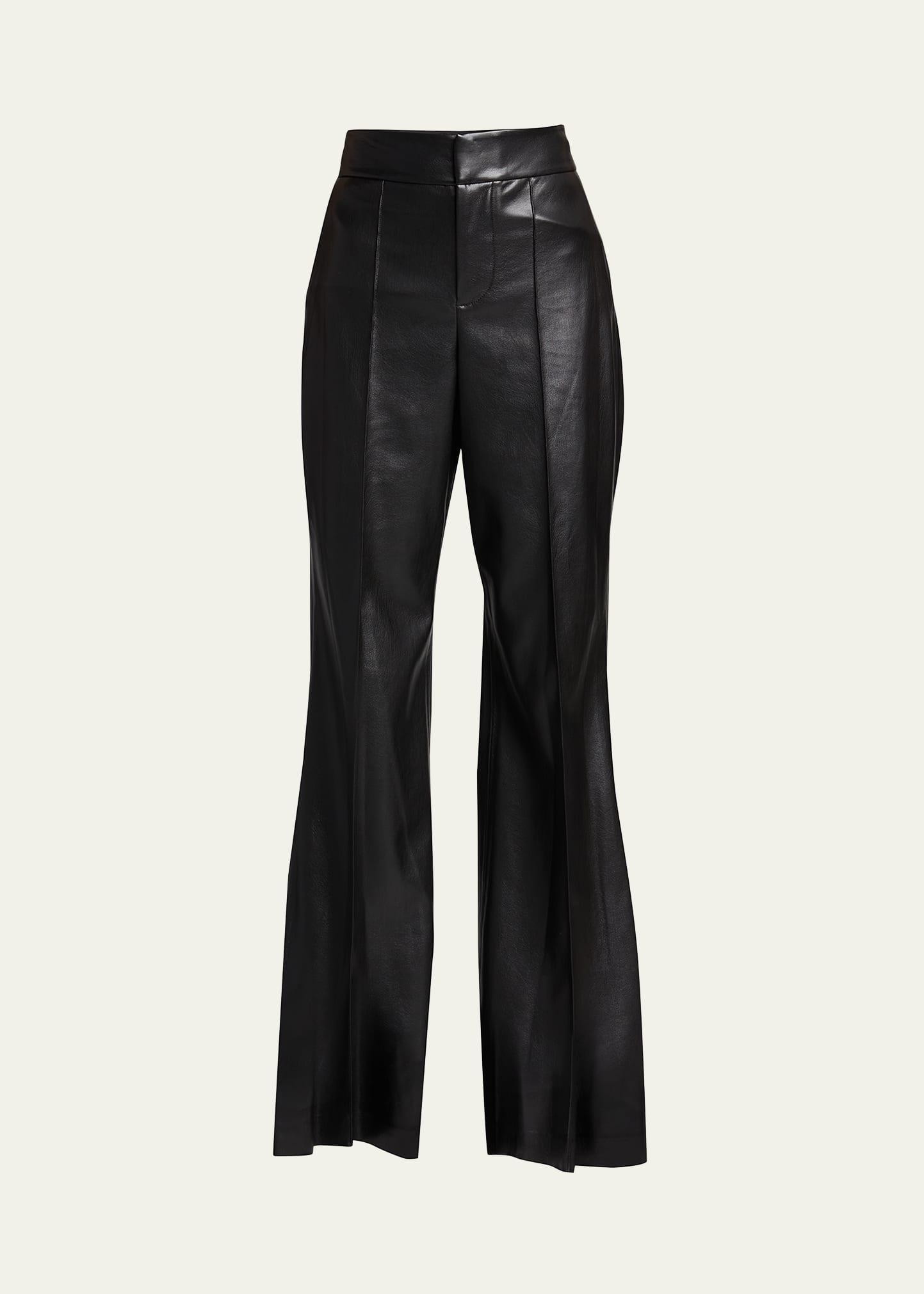 Alice and Olivia Dylan High Waist Wide Leg Pants in White Crystal Trim Crepe Product Image