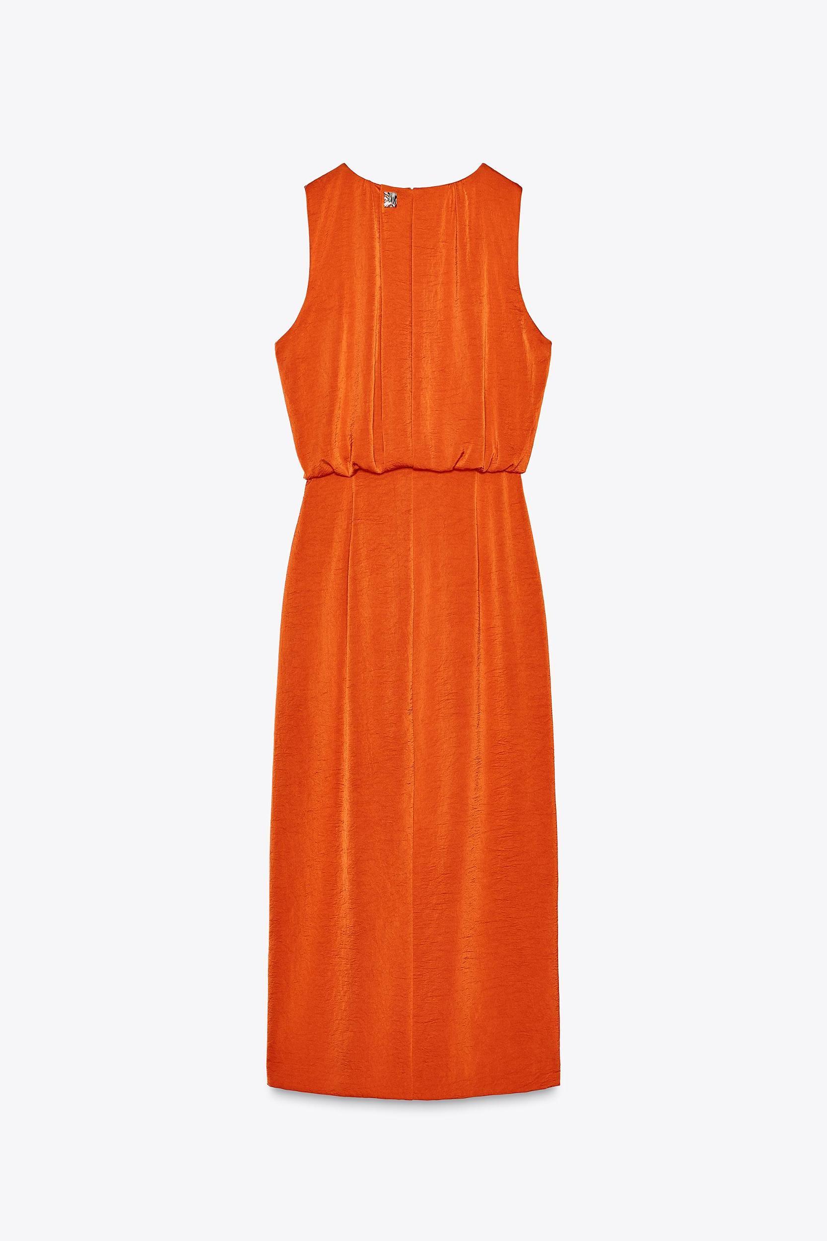 RUCHED SATIN EFFECT MIDI DRESS Product Image