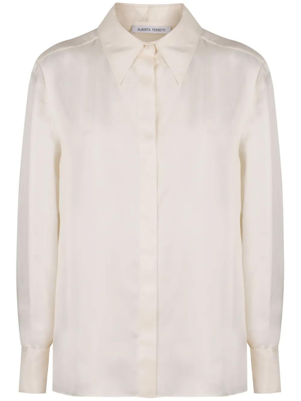 ALBERTA FERRETTI Silk Shirt In Beige Product Image