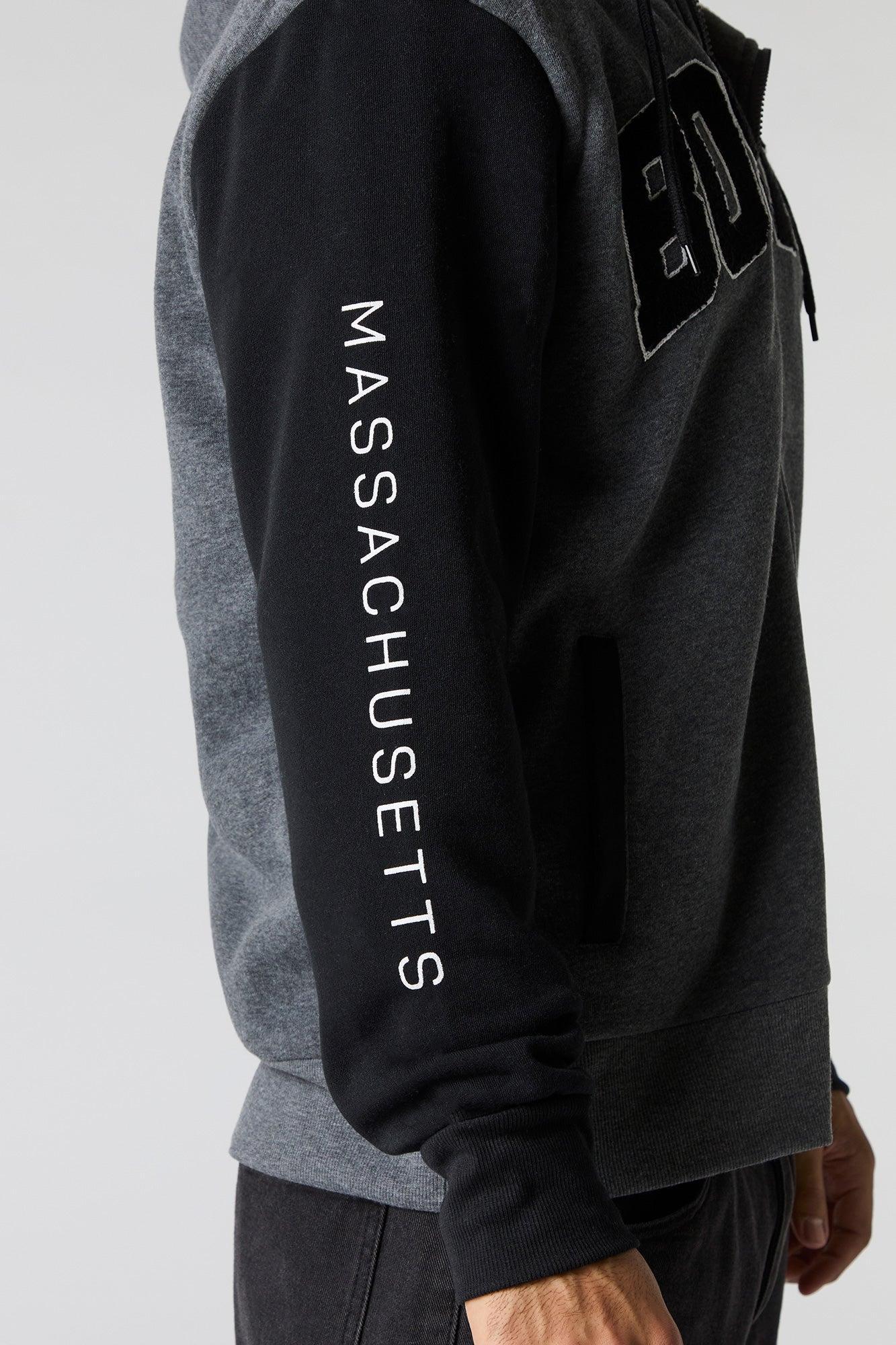 Chenille Embroidered Faux Fur Lined Zip-Up Hoodie Male Product Image