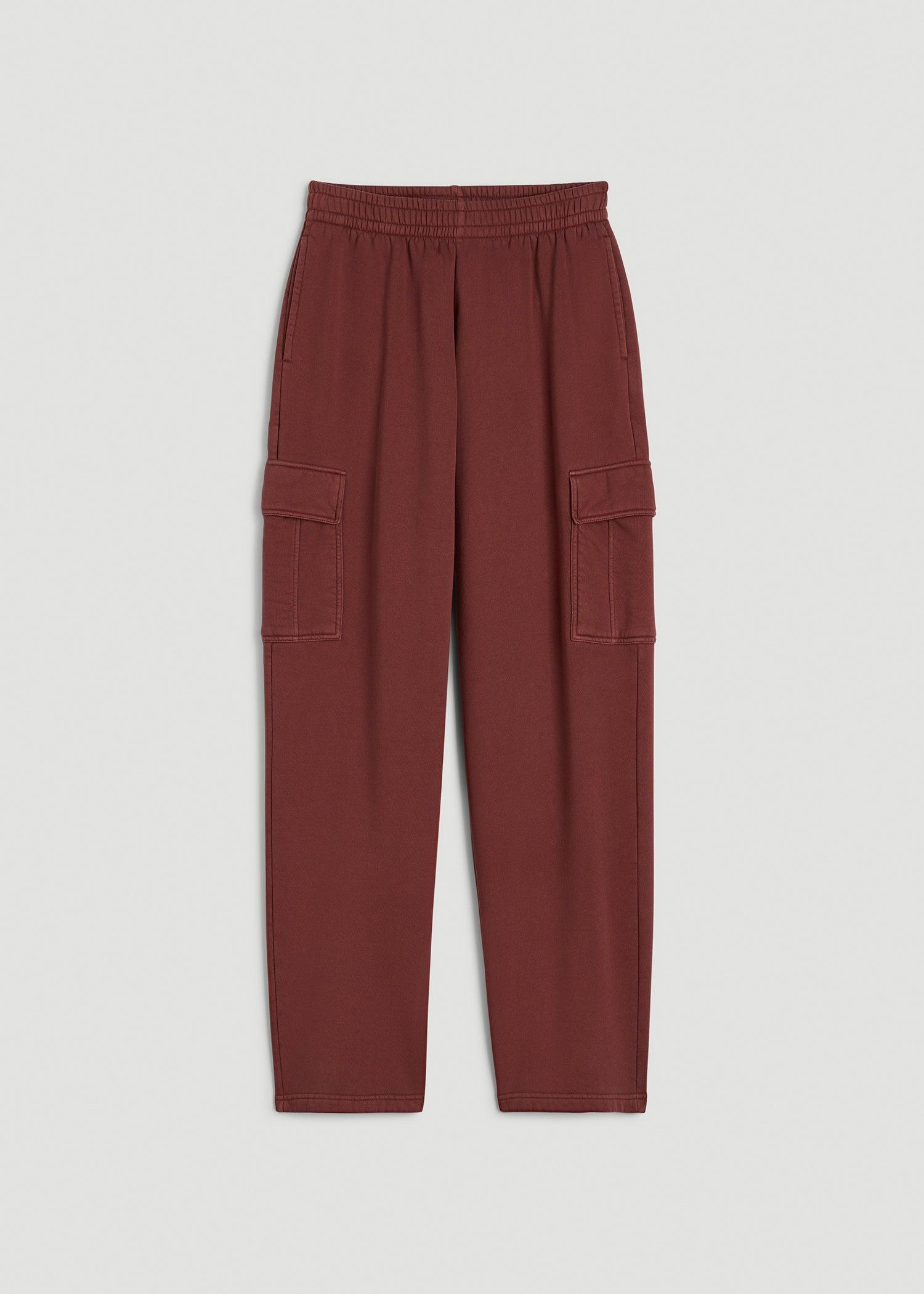 Mid Rise Cargo Fleece Sweatpants for Tall Women in Intense Rust Product Image