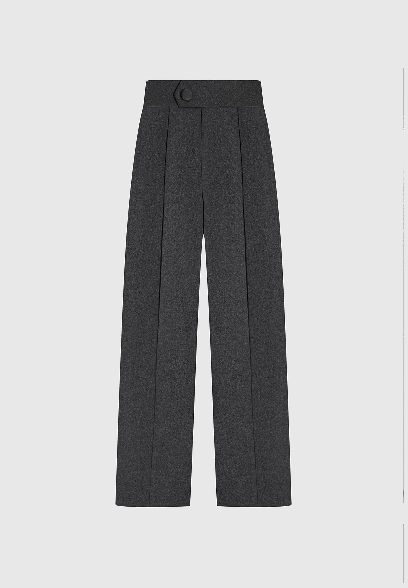 High Waisted Tailored Trousers - Dark Grey Female Product Image