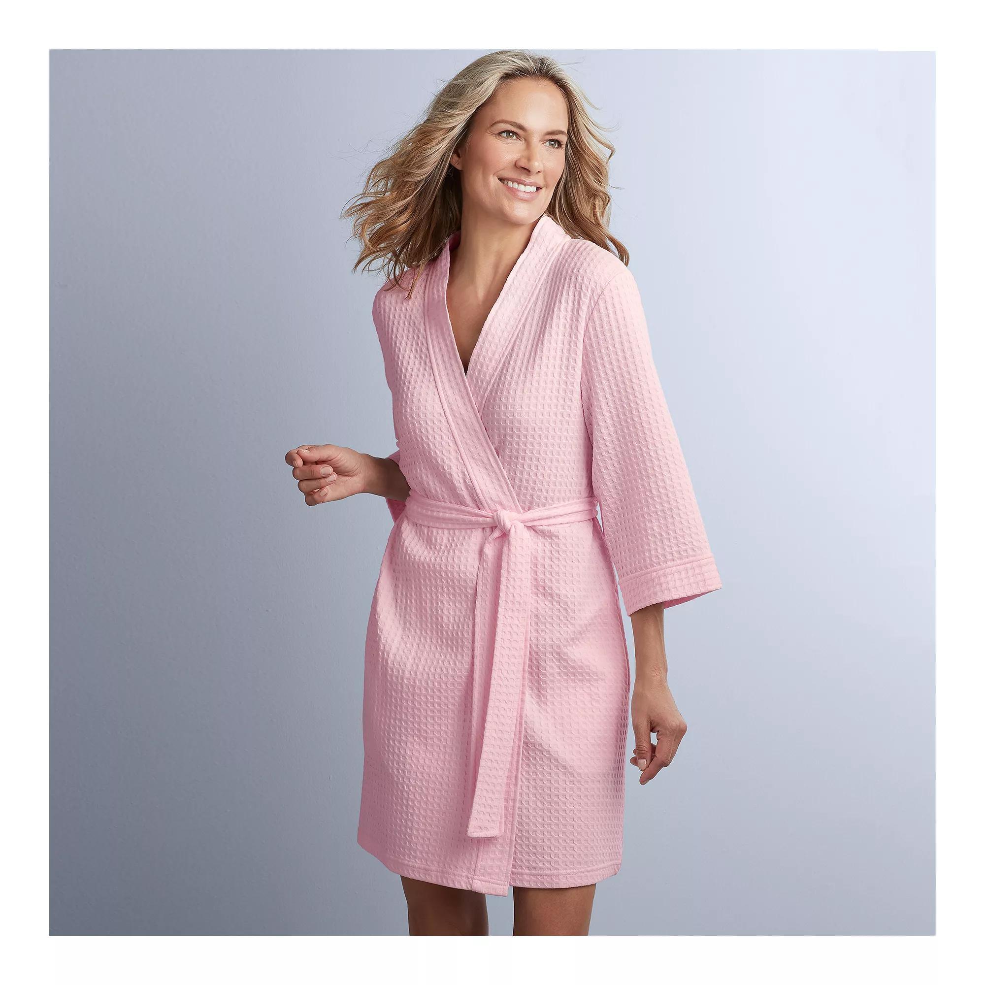 Women's Croft & Barrow® Waffle Texture Robe, Size: XL, Pink Product Image