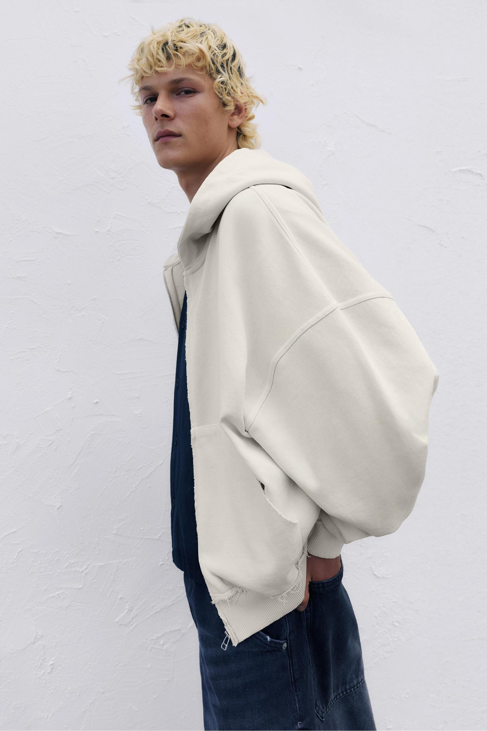 Frayed zip-up hoodie Product Image