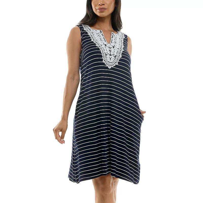 Womens Nina Leonard Bib Crochet Trapeze Dress Product Image