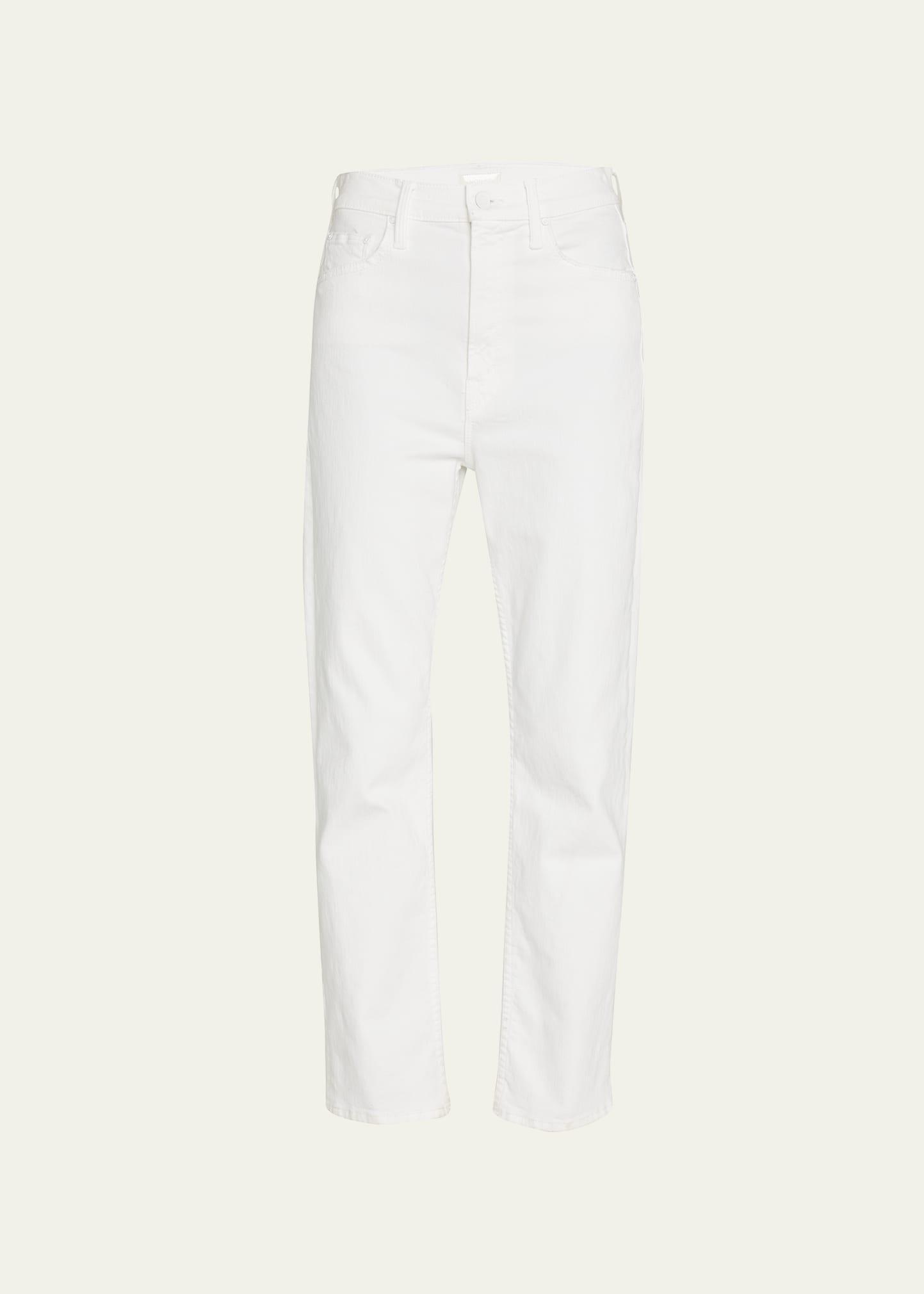 MOTHER High Waisted Rider Ankle in White. Size 24, 26, 27, 28, 30, 31, 32, 33, 34. Product Image