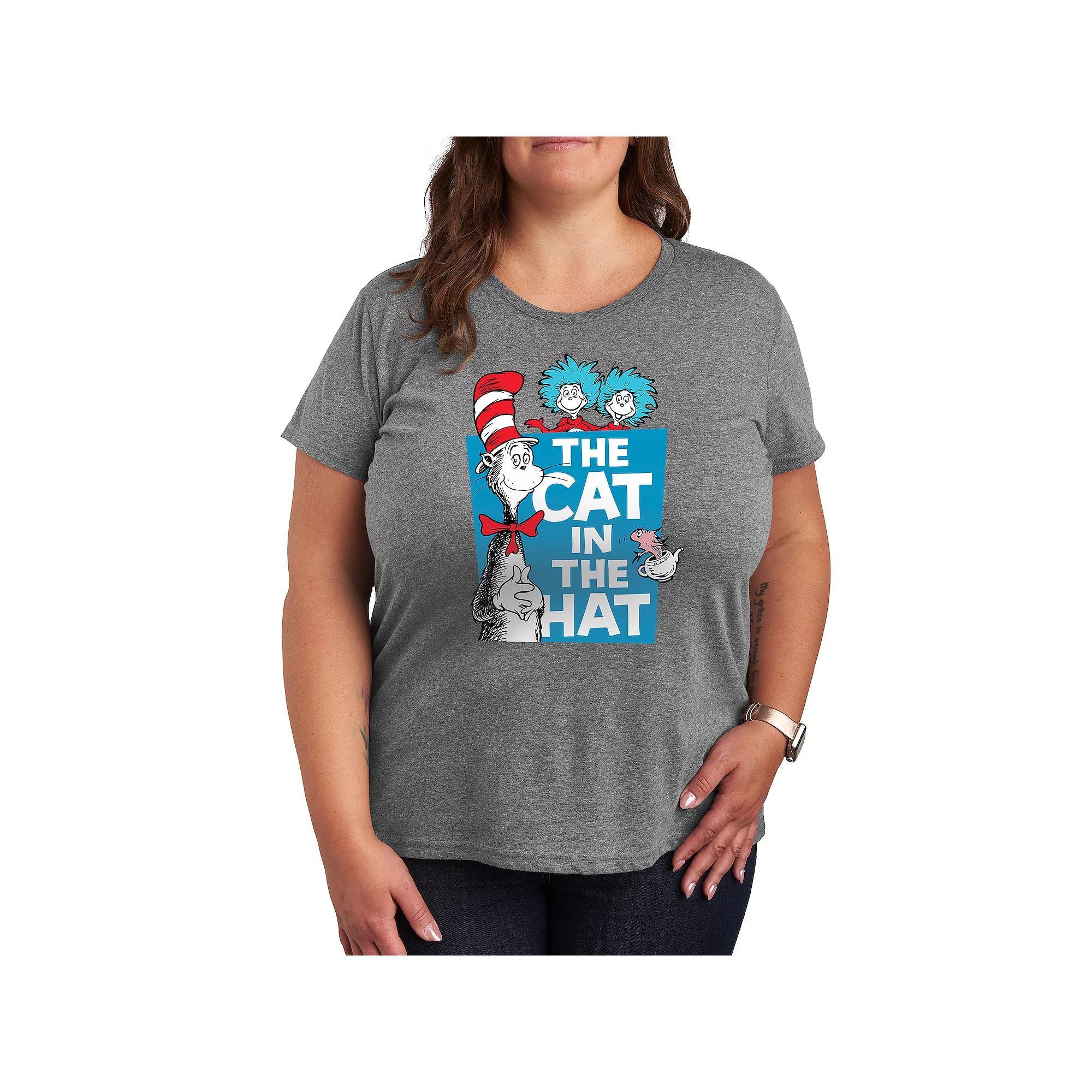 Plus Dr. Seuss Cat In The Hat Graphic Tee, Womens Grey Gray Product Image