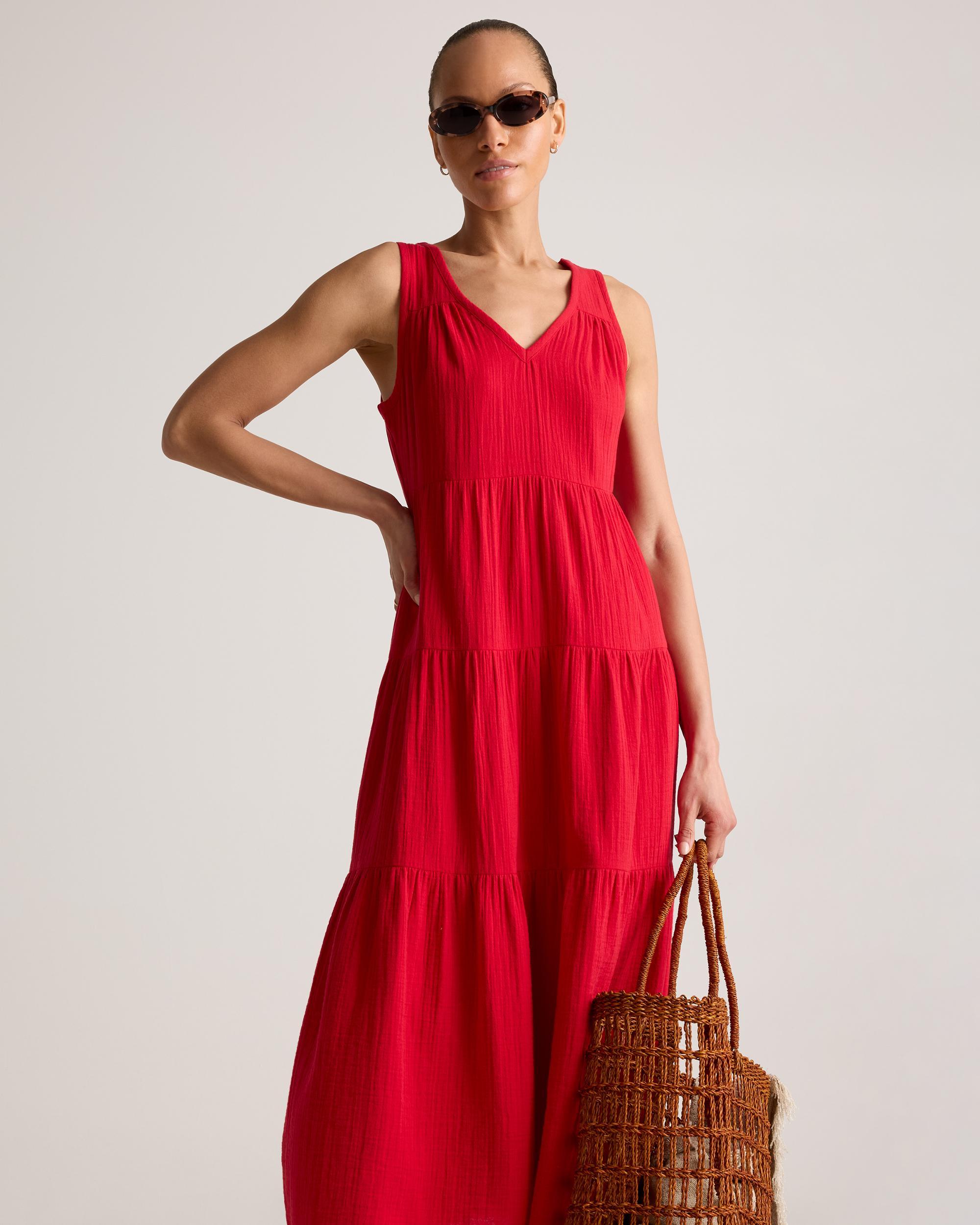 Quince | Women's Gauze Tiered Maxi Dress Organic Cotton Product Image