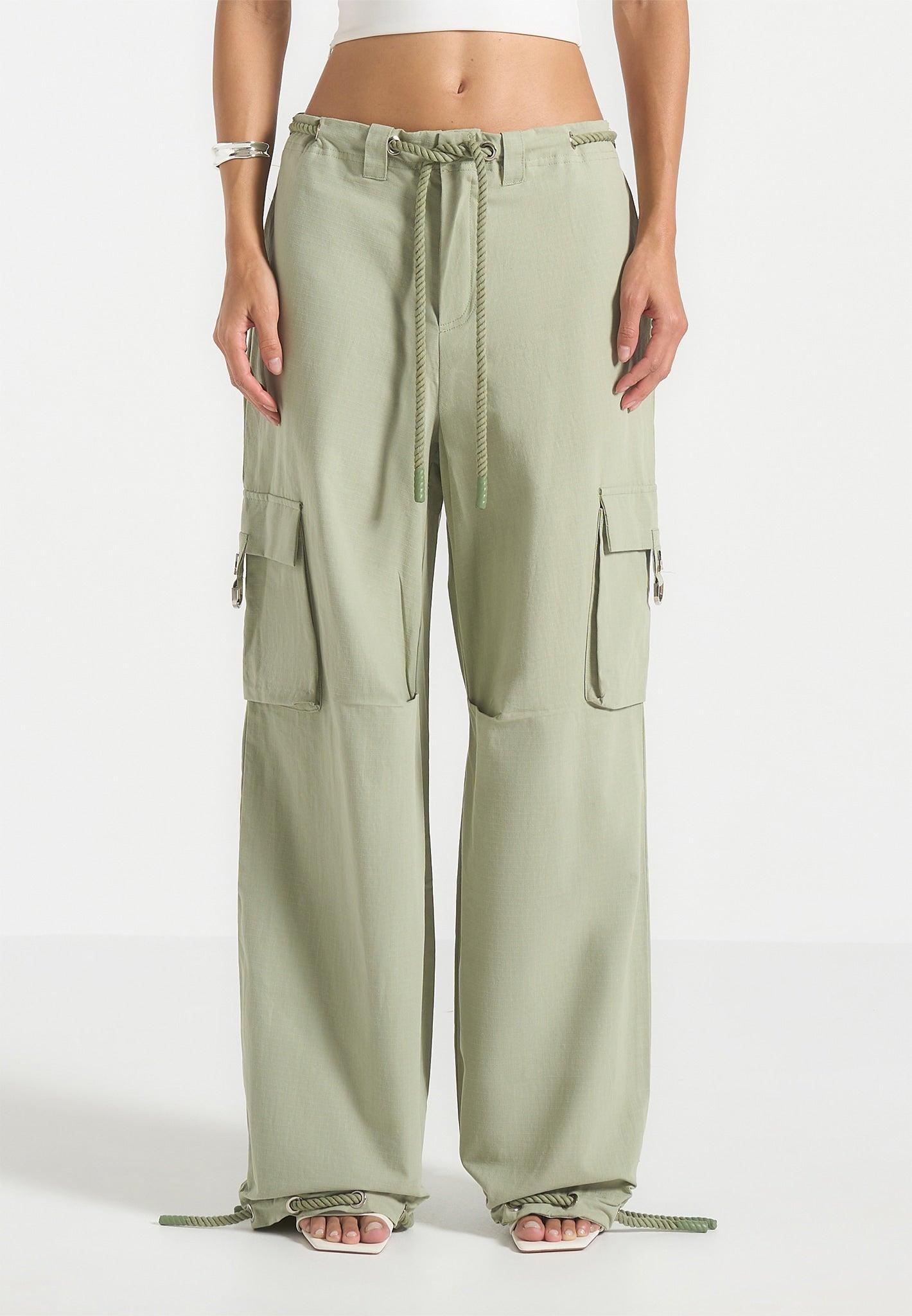 Ripstop Parachute Cargo Pants - Sage Female Product Image