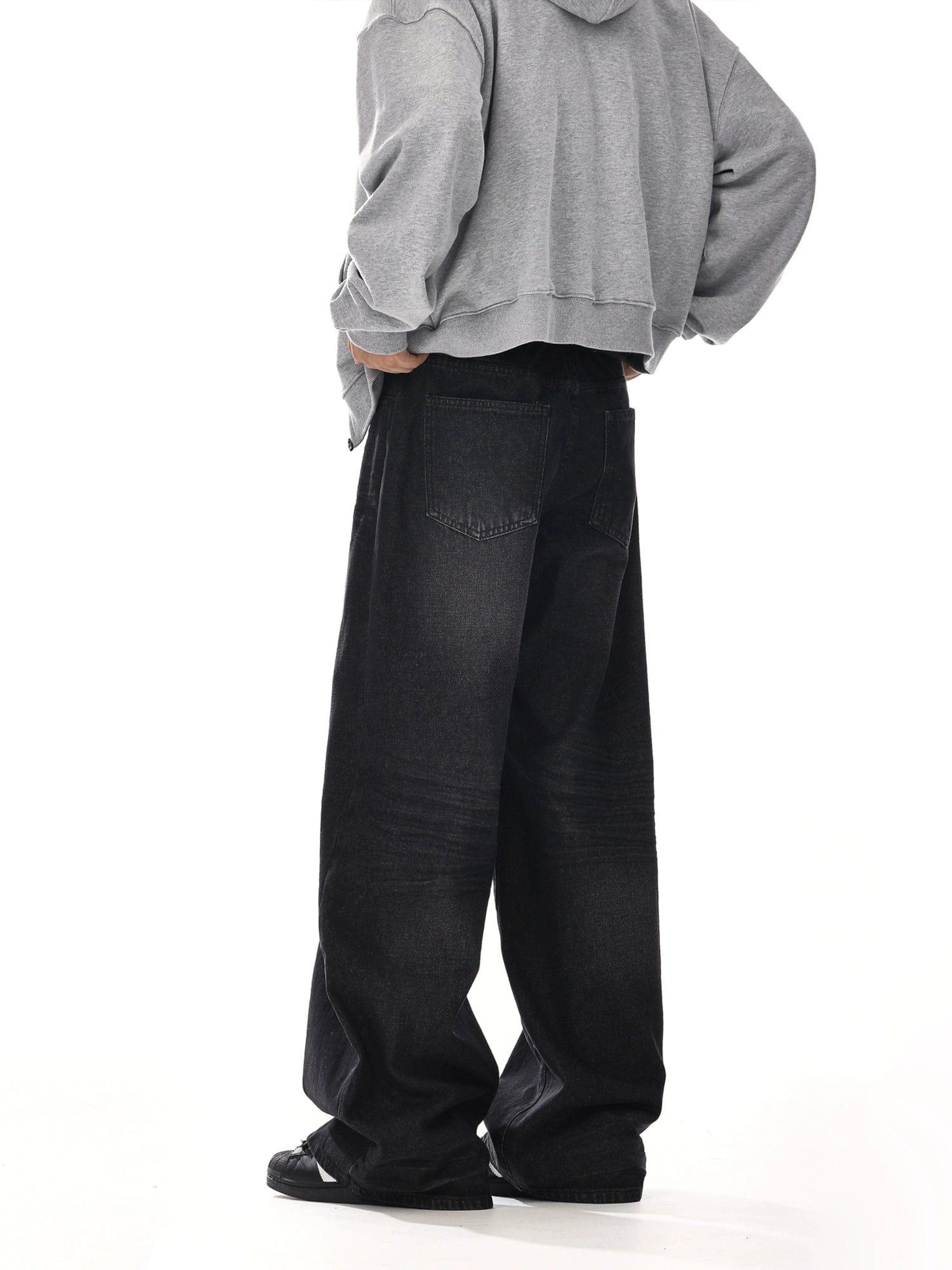 RT No. 12055 BLACK RELAX STRAIGHT DENIM JEANS Product Image