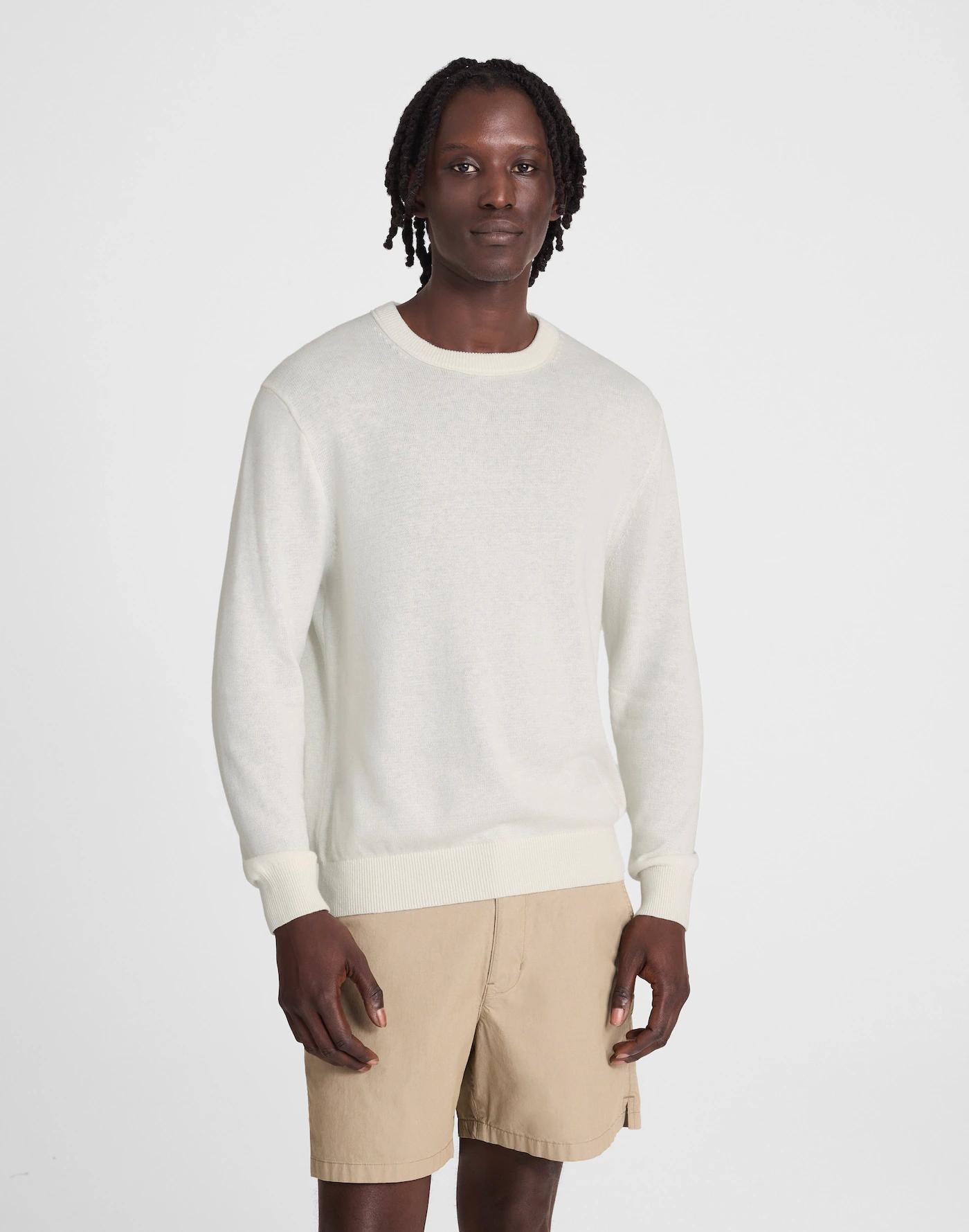 Crewneck Sweater in Lightweight Cotton-Linen Blend Product Image