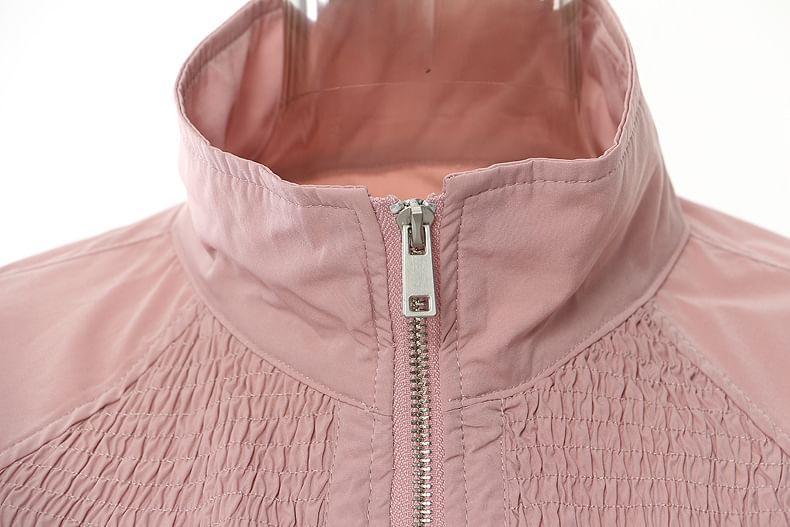 Stand Collar Two Tone Zip Up Jacket Product Image