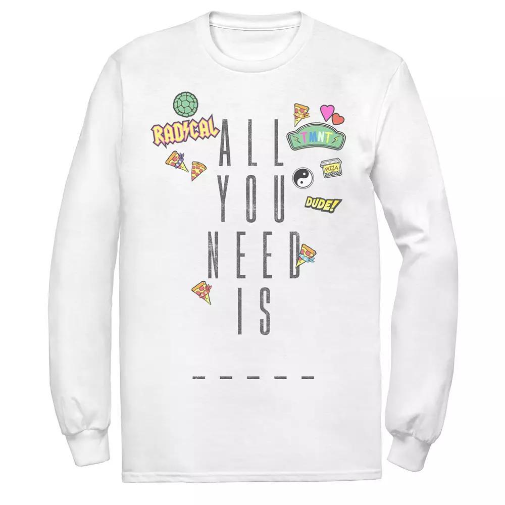 Men's Ninja Turtles All You Need Is Fill The Blank Collage Long Sleeve Tee, Size: XL, White Product Image