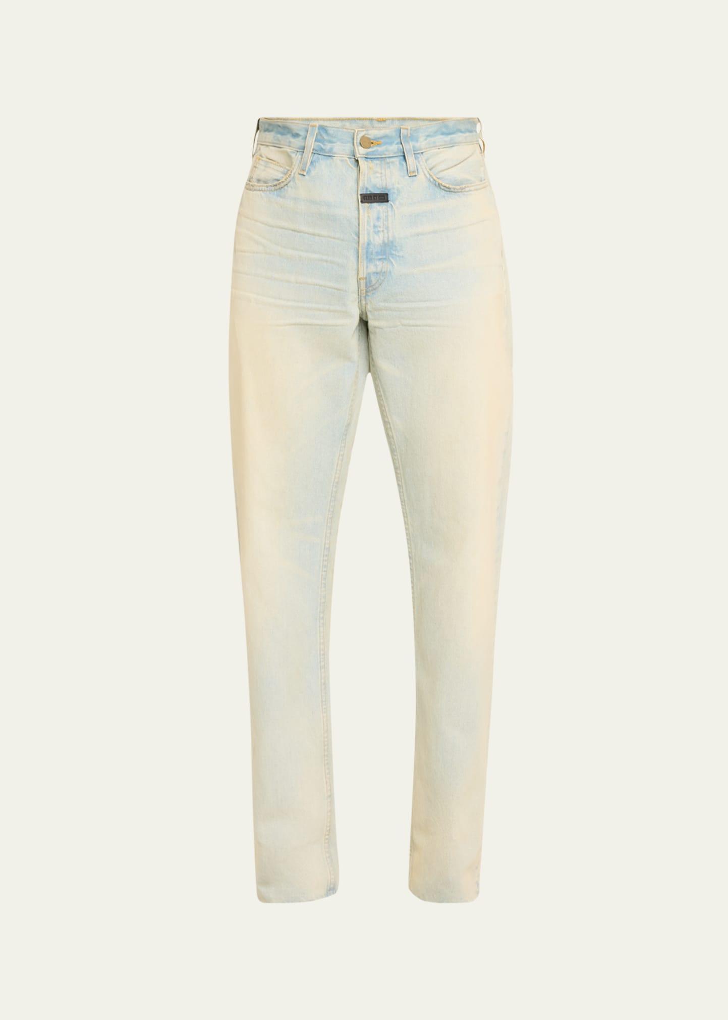 Mens Washed Straight-Leg Jeans Product Image