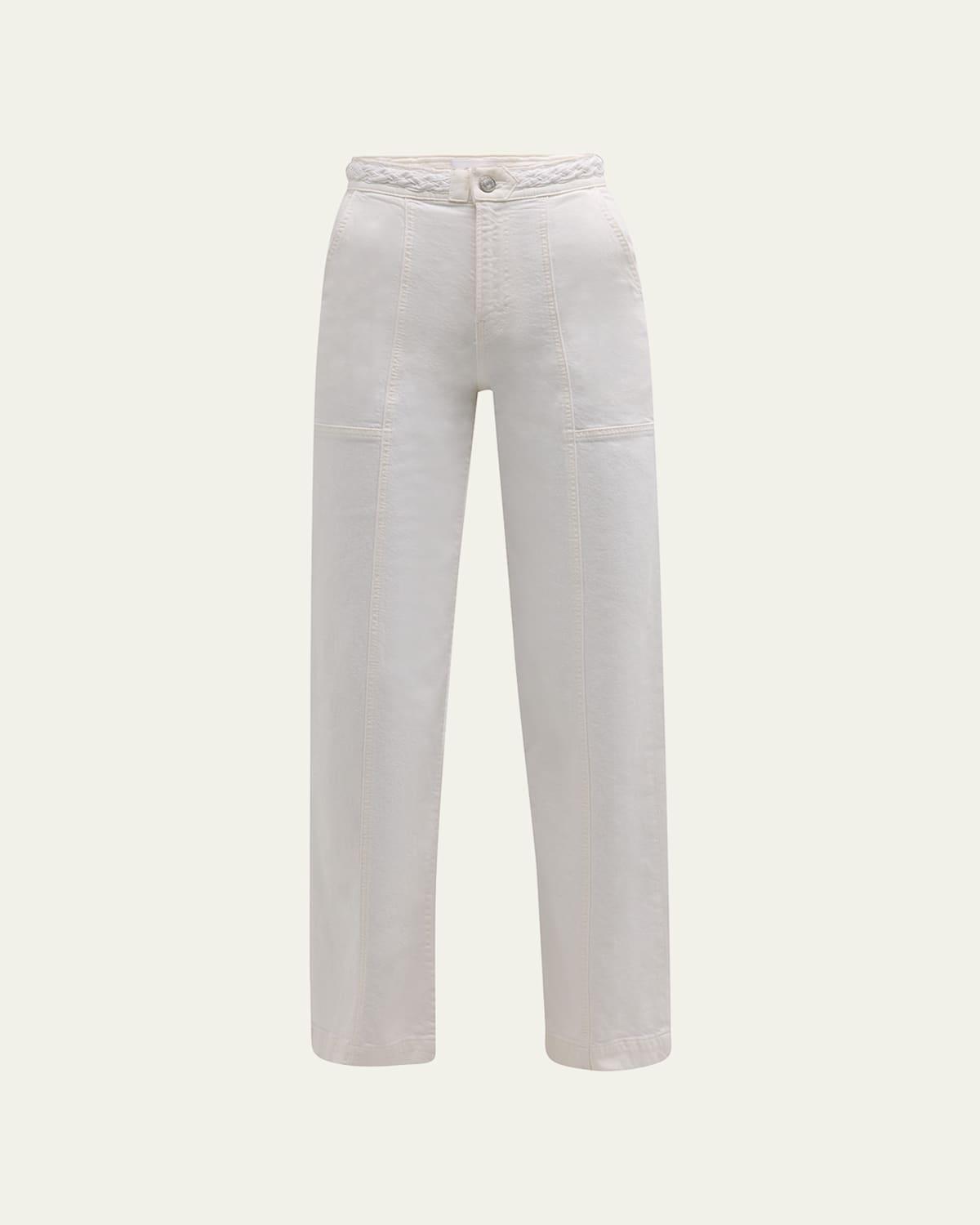 Womens Braided Waistband High-Rise Wide-Leg Jeans Product Image