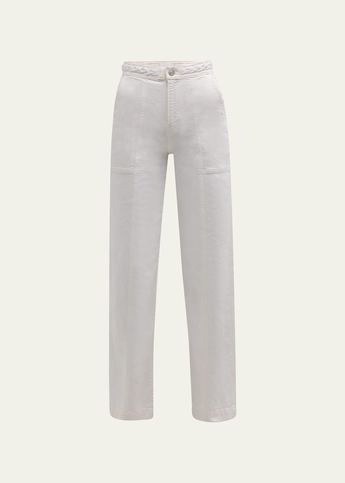 Womens Braided Waistband High-Rise Wide-Leg Jeans Product Image