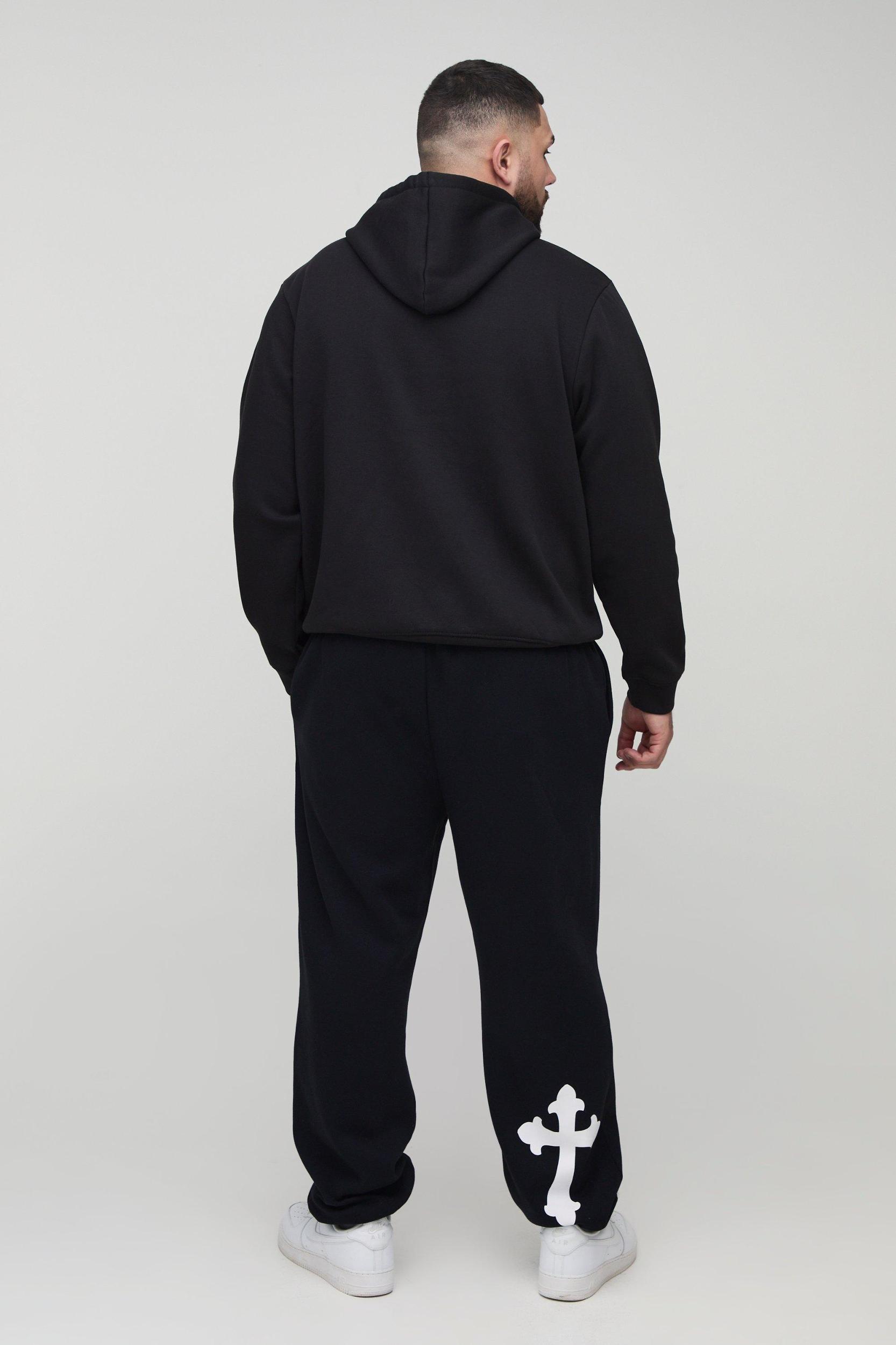 Plus Cross Print Oversized Sweatpants | boohooMAN USA Product Image