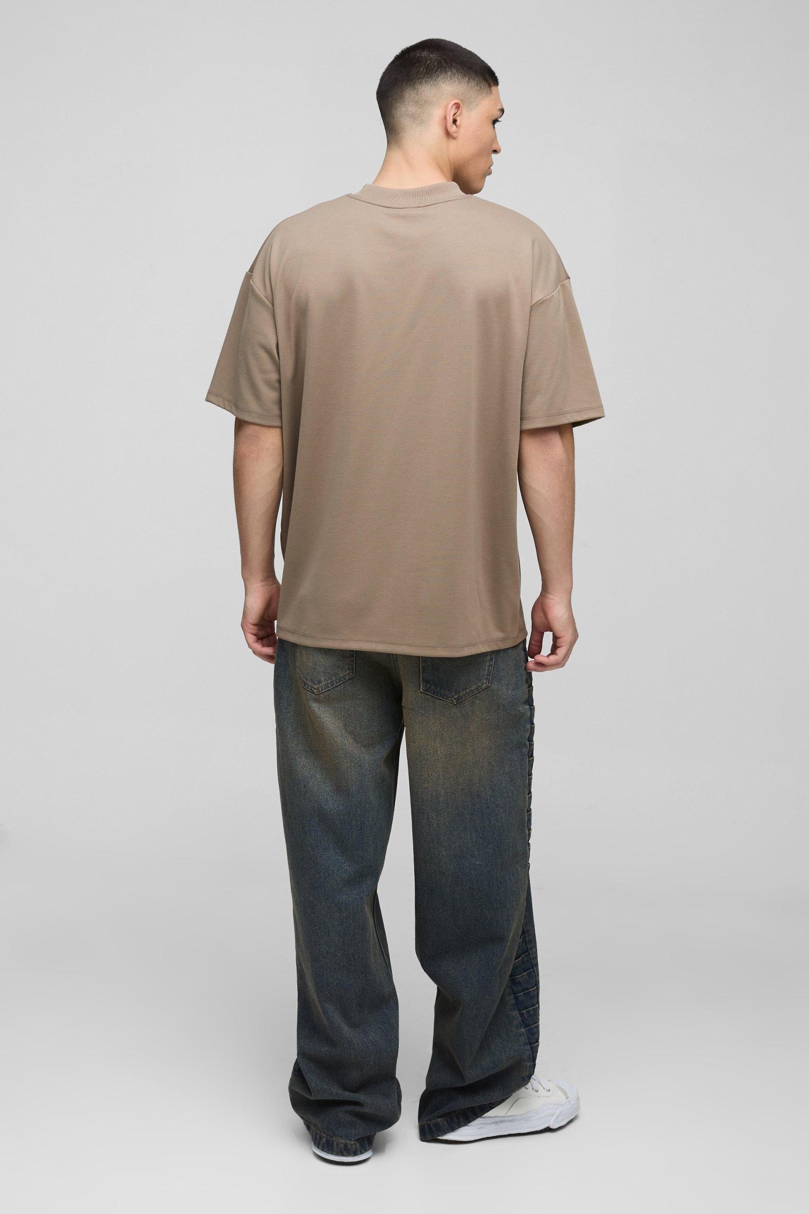 Wide Leg Rigid Pleated Panel Denim Jeans | boohooMAN USA Product Image