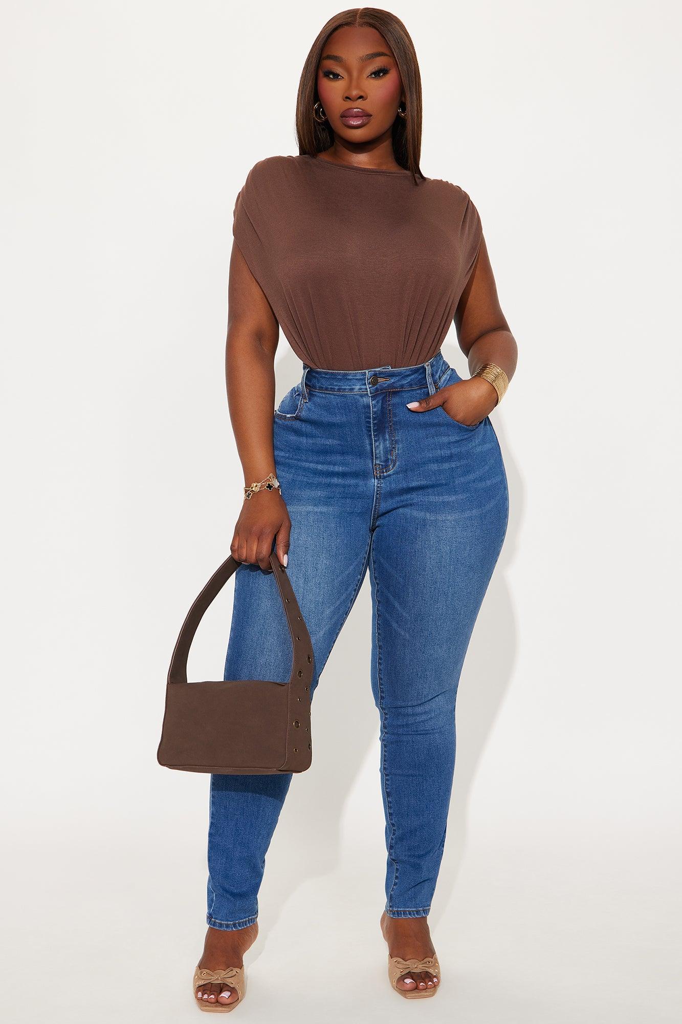 Open Concept Ruched Sleeveless Bodysuit - Chocolate Product Image