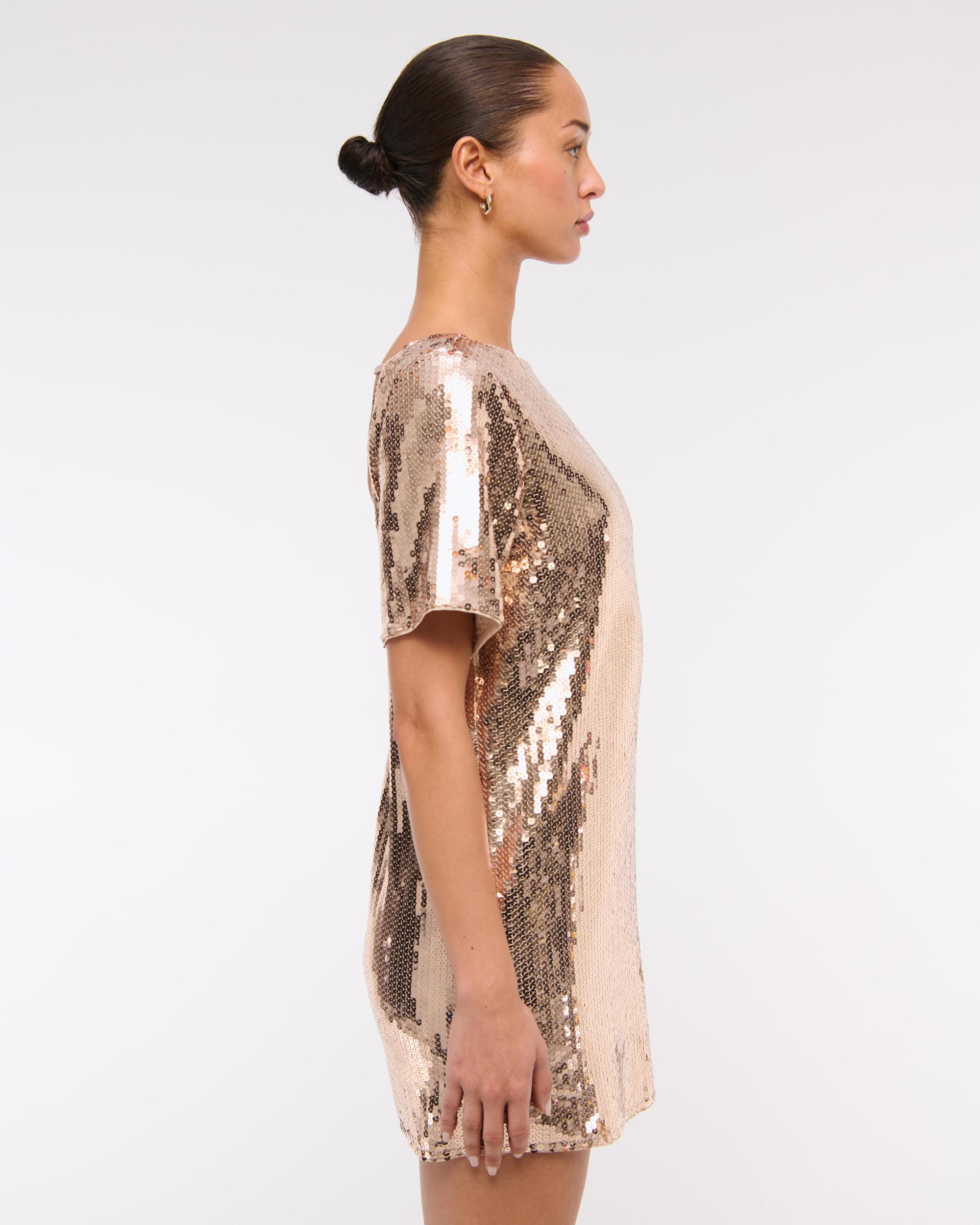 Sequin Tee Shift Mini Dress Product Image