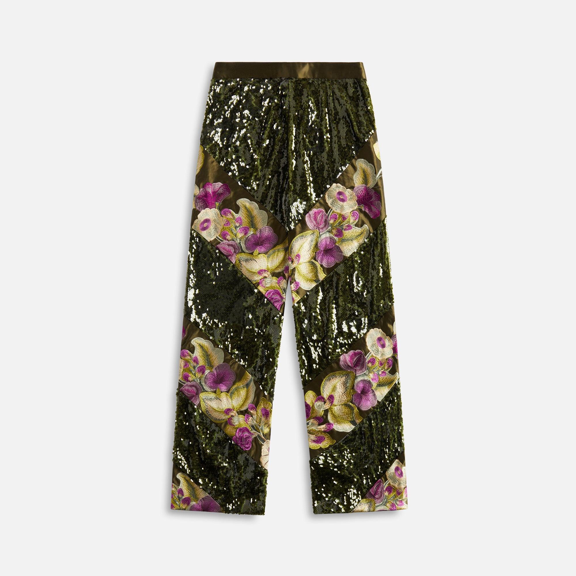Kim Shui Sequin Flower Embroidered Pants - Green Female Product Image