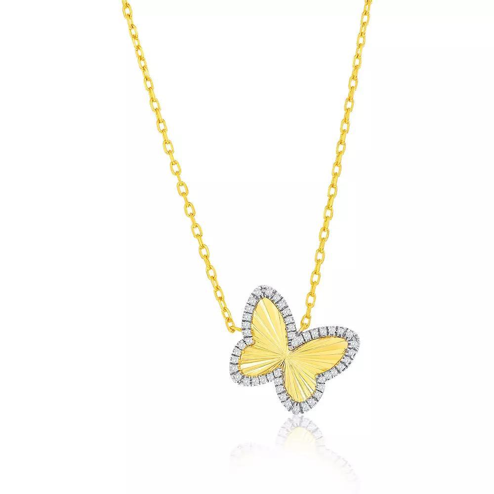 Argento Bella 14k Gold Over Silver Cubic Zirconia Butterfly Necklace, Women's, Size: 16-18" ADJ, Gold Tone Product Image