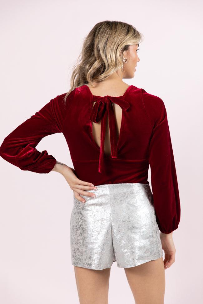 Cold Snap Burgundy Velvet Bodysuit FINAL SALE Product Image