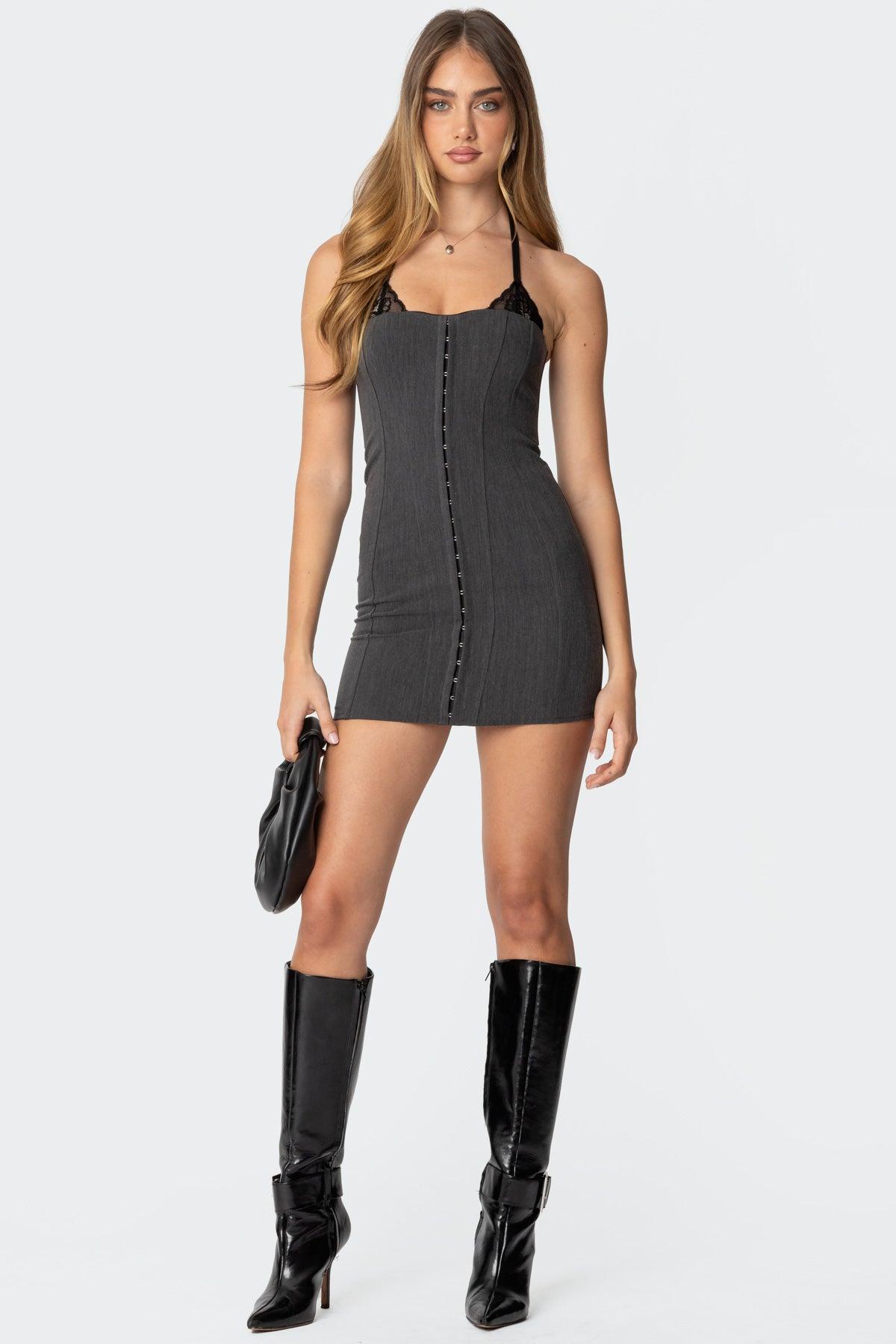 Peekaboo Lace Bra Mini Dress Product Image